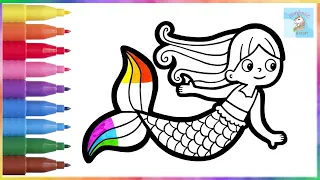 Mermaid Drawing, Painting and Coloring for Kids, Toddlers