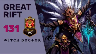 ДИАБЛО 3 ВП 131 КОЛДУН СОЛО | DIABLO 3 GREAT RIFT LVL 131 WITCH DOCTOR SOLO | RANK 497