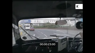 1980s, 1990s Taxi Driving out of Heathrow, London, 35mm