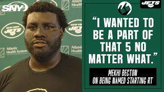 Mekhi Becton on relationship with Aaron Rodgers, comfort at RT after being named starter | SNY