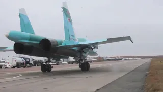 Sukhoi Su-34 take-off, refueling and landing