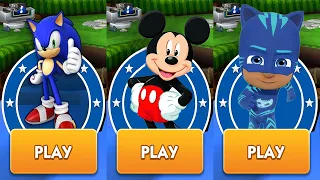 Sonic Dash vs Mickey Jungle Run vs PJ Masks Runner Gameplay HD