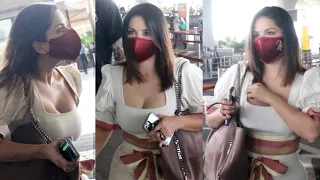 Sunny Leone Transparent Dress on Airport
