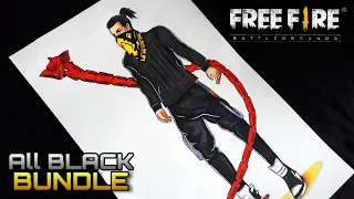 Black Bundle Drawing || Cobra Emote combo Freefire Drawing || Kaku Arts