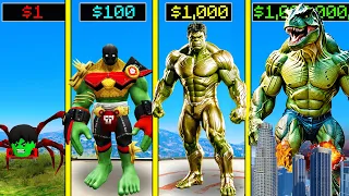 GTA 5 : $1 HULK to $1,000,000,000 DINOSAUR HULK in GTA 5!