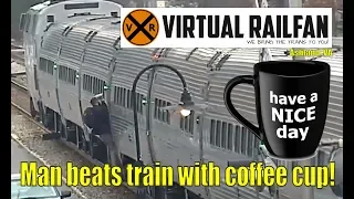 Man beats train with coffee tumbler! Ashland, VA.