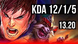 GAREN vs KLED (TOP) | 3.1M mastery, 12/1/5, 700+ games, Godlike | NA Master | 13.20