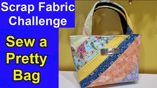 Scrap fabric challenge Building fabric from scraps Sew this pretty bag with fabric strips