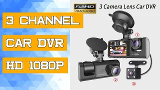 3 Channel Car DVR HD 1080P 3-Lens Inside Vehicle Dash CamThree Way Camera DVRs Recorder Video Regist