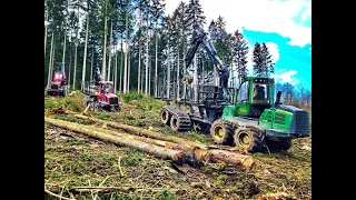 🌲3xTEAM • Komatsu 951 & 855 & John Deere 1510E • Loggingmachines • Big trees • Starkholz • Stöppler🌲