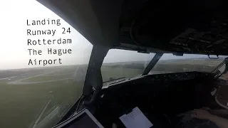 Gusty winds during landing runway 24 at Rotterdam The Hague Airport with autobrakes MAX (RTM EHRD).