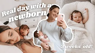 a real day in the life with a newborn baby (3 WEEKS OLD)