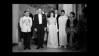 قائد افريقيا الحسن الثاني بامريكا في ضيافة جون كينيدي  واستقباله لزعماء العالم 1963