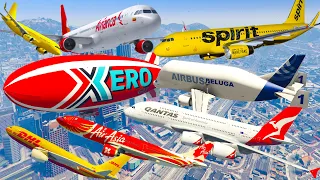 GTA V: Every Airbus Airplanes Hit The Blimp Best Extreme Longer Crash and Fail Compilation