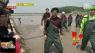 유재석 김종국, 분노의 논물 세수 @런닝맨 Running man 140622