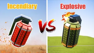 Incendiary Grenade vs Explosive Grenade | Brick Rigs