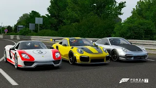 Forza 7 Drag race: Porsche 918 Spyder vs 911 GT2 RS (2018) vs 911 GT2 RS (2012)