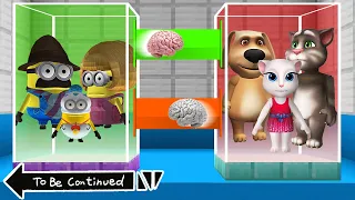 BRAIN EXCHANGE MINION FAMILY vs TALKING TOM, BEN, ANGELA in MINECRAFT ! WHAT'S INSIDE  - Gameplay