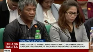 Pres. Duterte, inireklamo ni Edgar Matobato sa Ombudsman