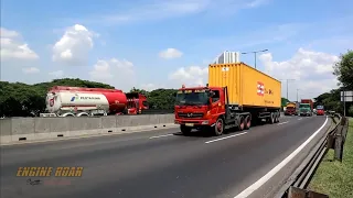 Truck Spotting Traffic Sound - busy highway with large vehicles Truck container trailer wingbox