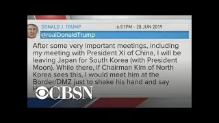 Trump asks in tweet for Kim Jong Un to meet him at DMZ