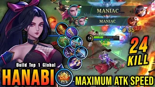 2x MANIAC!! 24 Kills Hanabi Maximum Attack Speed Build is Deadly! - Build Top 1 Global Hanabi ~ MLBB