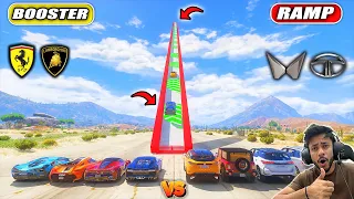 GTA 5 INDIAN CARS VS SUPER CARS LONG BOOSTER RAMP 😨😍 CHALLANGE GTA 5