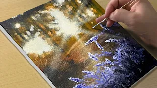 Easy Way to Paint a Sunset Forest / Acrylic Painting for Beginners