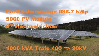 986,7 kWp PV Anlage Freiflächenanlage Übersicht und Einblicke