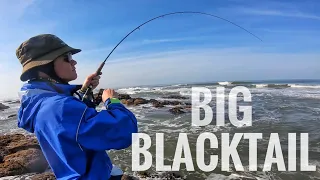 Light Tackle Fishing South Africa’s Rocky Coastline (Big Blacktail)