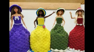 How to crochet the Barbie Dress Toilet Paper Cover Part 1