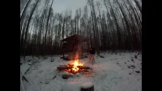 Sauna build and beautiful weather at the off grid log cabin