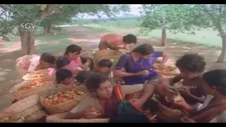 Geetha And Gang Steals Fruits From Lorry | Goonda Guru Kannada Movie Scene | Rebel Star Ambareesh