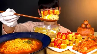 ASMR 매콤한 열라면🔥 간장계란밥 계란말이 통스팸 소세지 먹방!Spicy 🌶 Noodles With Egg Roll Spam Soy Sauce Egg Rice MuKBang!