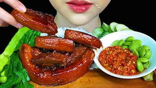 SPICY FOOD||Braised Pork Belly, Spicy Chili Sauce, Stink Bean & White Rice * MUKBANG SOUNDS *