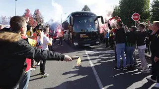 LOSC - RC Lens : Le départ du bus des joueurs et supporters lensois