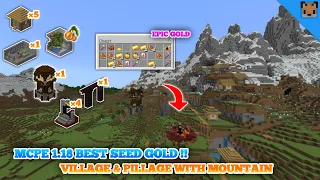 Minecraft PE 1.18 best seed gold - Village & Pillage with Mountain - Lush cave - Portal & Fortress