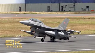 (4K) General Dynamics F-16 Fighting Falcon Danish Air Force ET-613 arrival RAF Fairford RIAT 2023
