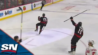 Senators' Alex DeBrincat Reaches Out To Make Incredible Deflection For His 10th Goal