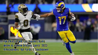 Puka Nacua Week 16 Every Target, Catch and Run Los Angeles Rams vs New Orleans Saints TNF NFL 2023