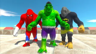 HULK GORO vs SPIDERMAN GORO vs BATMAN GORO DEATH RUN - Animal Revolt Battle Simulator