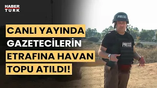 Gazze sınırında sıcak anlar! Habertürk ekibinin bulunduğu bölgeye havan topu atıldı!