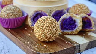 UBE FILLED SESAME BALLS