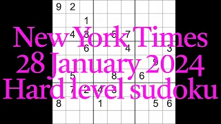Sudoku solution – New York Times 28 January 2024 Hard level