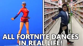 ALL *NEW* FORTNITE DANCES IN REAL LIFE! (VIVACIOUS, HITCHHIKER & MORE)