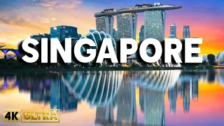 Flying Over Singapore (4K UHD) - Relaxing Music along with Beautiful Nature Videos