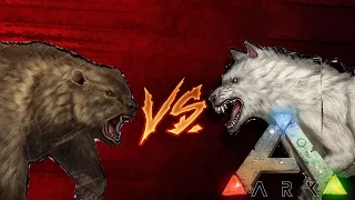Битва в ARK Survival Evolved|Direwolf vs DireBear|Лютволк против Свирепого медведя