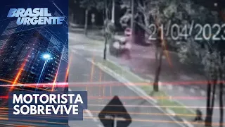 Carro voa em acidente no interior de São Paulo