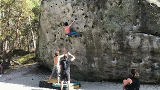 5+ La Dalle a Poly - Classic High Ball  Fontainebleau Bouldering  Black Circuit ED 40 bis