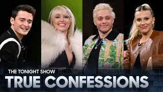 Tonight Show True Confessions with Miley Cyrus, Pete Davidson, Millie Bobby Brown and Noah Schnapp